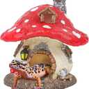 Uniclife Resin Mushroom House Decoration Cottage Ornament for Reptile Hide Cave Hideout Hideaway Spawning Cave Decor for Arboreal Reptiles Shrimp Betta Goldfish, Terrarium & Vivarium Decor
