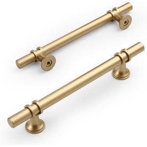 Amerdeco 10 Pack Matte Brushed Gold Cabinet Pulls 5 Inch(128MM) Hole Centers Kitchen Cabinet Handles Cabinets Hardware Drawer Pulls ZH0058 (5"/128MM Hole Center)