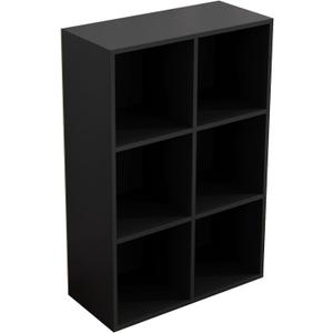 6-Cube Storage Shelf Bookcase - Wooden 3-Tier Floor Standing Open Bookshelf for Home and Office, Display Cabinet, Black