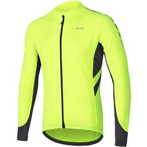 ARSUXEO Men's Full Zipper Long Sleeves Cycling Jersey Bicycle BikingBike Shirt 6030 (Large, Dark Blue)