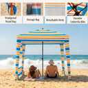 UPWELL Beach Tent Easy Set Up Canopy Sun Shelter Shade with UPF 50+UV Protection Portable Beach Umbrella Outdoor Sunwall with Sand Pockets for Fishing Backyard Camping(Sunset Stripe), 70.8 inches x 70.8 inches