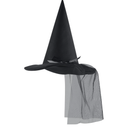 Spooktacular Creations Halloween Black Mesh Witch Hat, Wicked Hat with Lace Veils for Women, Halloween Costume Accessory, Cosplay Parties, One Size