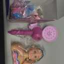 Golray Hair Styling Doll Head Makeup Kit Nail Art Girls Toys,Hair Salon Toy/ Real Cosmetics Nail Polish,Hairdryer Curling Iron Stylist Play Toy Princess Girl Birthday Gifts 3 4 5 6 7 8+ Years Old