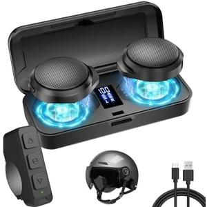H360 Motorcycle Bluetooth Headset with Charging Case, Helmet Bluetooth Speaker with Microphones & LED Display, 1900mAh Battery with 50Hours Work Time Wireless Headsets for Skiing and Riding
