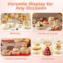 6Pcs Buffet Risers, Foldable Food Risers for Buffet Table, 12" Reusable Cardboard Display Risers Cylinder Stands with Acrylic Plates for Party, Wedding, Catering & Birthday Decor
