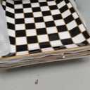 Porlien 14-inch Checker Black and White Rectangle Serving Platters Set of 3 for Party, Wedding and Entertaining, Rectangular Serving Plates, Serving Tray for Dinner, Appetizers and Desserts