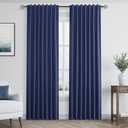 Guken 100% Blackout Curtains 80 Inch Length 2 Panels Set for Living Room Bedroom Back Tab Thermal Insulated Black Out Linen Drapes Room Darkening Window Curtains 80 Inches Long,Classic Blue