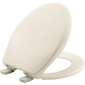 Bemis Aurora Slow Close Toilet Seat, Easy Clean Hinges and Adjustable Perfect Fit Plastic Seat, Made in USA, Round, Biscuit