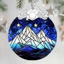Stained Glass Ornament, Christmas Ornaments, Christmas Tree Ornaments & Holiday Decor  Gifts for Nature Lovers, Ideal Holiday Present & Xmas Gift - Starry Sky and Mountains