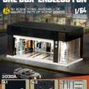 1/64 Scale Diecast Display Case for Hot Wheel Storage with LED Lights, Stackable Electric Garage with Voice Control, 3 Replaceable 3D Scenes Parking Lot Diorama for Model Cars (Black)