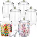 Nuogo 6 Pcs Plastic Candy and Cookie Jar with Lids Decorative Apothecary Jars Candy Buffet Containers Clear Airtight Food Storage Canister Home Decoration(42 oz,Classic)