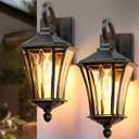 YSN 16'' Outdoor Wall Lights 2 Packs, Black Exterior Lighting Fixture Outdoor Sconce Lights, Waterproof Outside Lights for House with E26 Socket, Outdoor Lanterns for Porch, Garage, Farmhouse