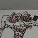 Women's Two Piece Thong Bikini Sets Sexy Halter Triangle Swimsuit Brazilian String Bathing Suits (Large, Leopard)