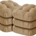 IASEAHK Chair Cushions for Dining Chairs, Dining Chair Cushions, Tufted Indoor Chair Pads with Ties & Non Slip Backing, Seat Cushions for Kitchen Chairs 16.5 x 16.5 x 3.5, Set of 6, Khaki, Pack of 6