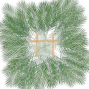 50 Pcs Easter Palm Sunday Decoration Crafts Including 25 5'' Religious Crosses and 25 9.4'' Artificial Palm Leaves Large Faux Plants Branches for Sunday Church Arrangement Party Decoration