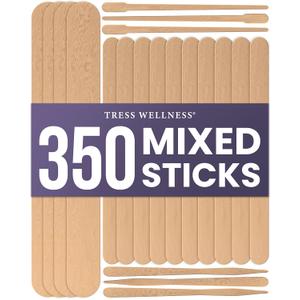 Tress Wellness 350 Wooden Sticks Mixed Pack, 350 Mixed Waxing sticks 4-style-wooden-waxing-sticks