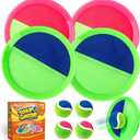 Shemira Toss and Catch Ball Game Set, Outdoor Outside Toys for Kids Ages 3 4 5 6 7 8-12, Beach Pool Yard Lawn Outdoor Games, Birthday Summer Gifts for Kids, 4 Paddles 4 Balls