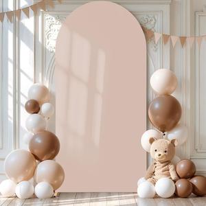 Nude Arch Cover 7.2FT Spandex Fitted Wedding Arch Stand Covers Round Top Chiara Arch Covers Stretchy Backdrop Cover for Birthday Party Ceremony Banquet Decoration