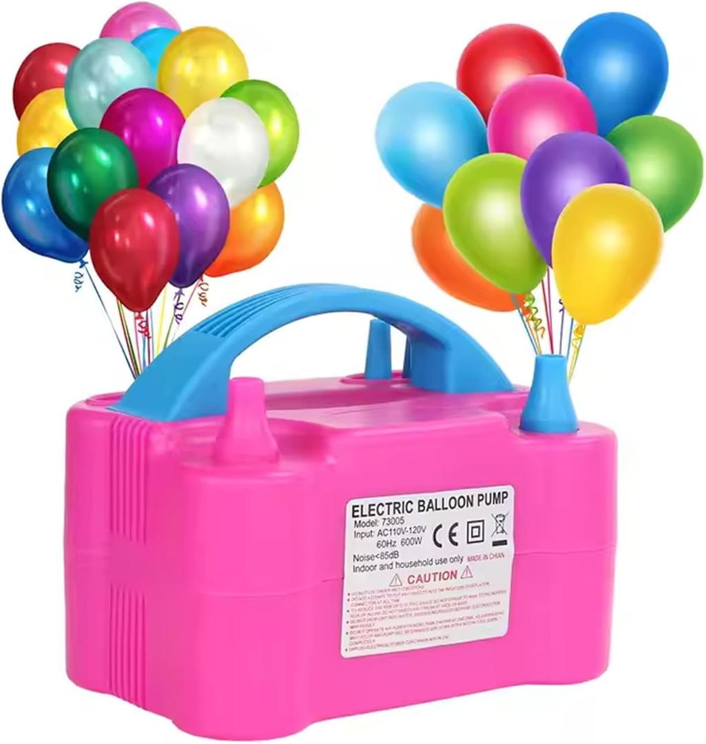 Portable Electric Balloon Pump, Balloon Pump Electric for Quick Production Balloon Arches, Automatic Balloon Air Pump Dual Nozzle Inflator for/Party/Wedding Decorations etc (US Plug)