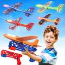 Fuwidvia 4 Pack Airplane Launcher Toys, 2 Flight Modes LED Foam Plane Toy for Boys, Outdoor Flying Toys Birthday Gifts for Boys Girl 4 5 6 7 8 9 10 11 12 Year Old. 