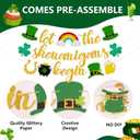 2 x 3pcs St Patricks Day Decorations Banner Pre-Assembled Gold Glitter Let the Shenanigans Begin Hanging Banners Irish Lucky Shamrocks Pot Hat Garlands Sign for Party Decorations