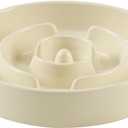 Ceramic 1.2 Cup Slow Feeder Dog Bowl for Medium and Small Breed, 7.3inch Puzzle Dog Food Dish, Anti-Gulping, Stop Bloat, Preventing Choking (Single Bowl-Beige)