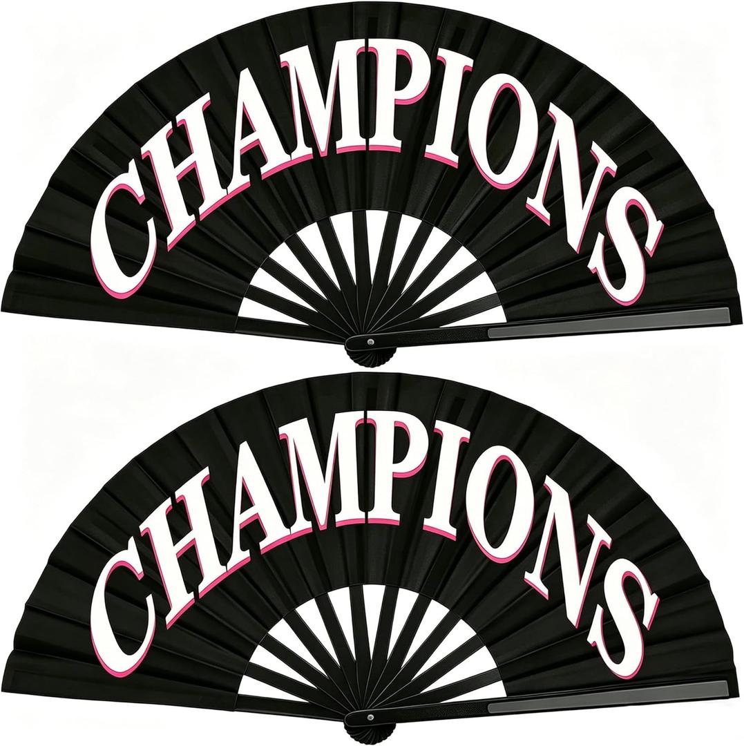 26 Inch Clacking Fan 2 Pack for Line Dancing & Boots On The Ground, Large Folding Hand Fan for Country Dancing, Rave Festival Performance, Black