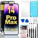 Reemplazo de pantalla para iPhone 14 Pro Max de 6.7 pulgadas Full HD, pantalla LCD tctil 3D digitalizador Asamblea con herramientas de reparacin, modelo A2894, A2651, A2893, A2896, A2895