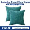 MIULEE Pack of 2 Couch Throw Pillow Covers 18x18 Inch Soft Teal Chenille Pillow Covers for Sofa Living Room Solid Dyed Pillow Cases