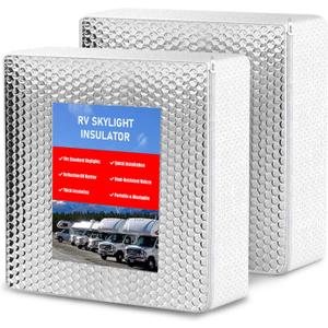 2 Pack RV Skylight Insulator14''x14''x3'', RV Vent Insulator, RV Skylight Cover with Reflective Surface, Waterproof RV Insulation for Inside Camper, RV Skylight Pillow