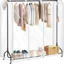 Garment Rack Cover waterproof ransparent Clothes Rack Cover, PEVA Dustproof Wardrobe Hanging Protector Rack Organizer with 2 Smooth Zipper (60 * 20 * 43.3inch)