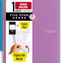 Five Star 10,5 In ×8 In Wide Ruled Notebook and Magnetic Notepad 100 Sheets 4 In×9.25 In Purple