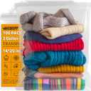 100 Count Large Zip Plastic Bags for Storage Bulk 14"20", 3 Gallon | 2 mil Thick Reclosable Jumbo Bags for Household, Clothes, T-shirts Packing