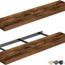 QEEIG Floating Shelves for Wall 35.4" Long - Wall Mounted Shelf Bathroom Kitchen Living Room Bedroom Farmhouse Home Decor Display Bookshelf Large 35.4 x 9.3 inch Set of 2, Rustic Brown (008-90BN)