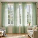 MIULEE Sage Green Sheer Curtains 84 Inches Long, 4 Panels Set, Light Filtering Rod Pocket Voile Drapes Window Treatments, Semi Transparent Airy Fabric for Bedroom and Living Room, 42 x 84 Inches