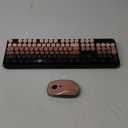 Wireless Keyboard Mouse Combo,104 Round Keys Cute Colorful Keyboard with Retro Typewriter Style,Letton Full Size Keyboard with Number Pad&Mouse with 3 DPI for PC Mac Laptop Computer Windows-Black