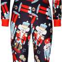 VNVNE Women's One Piece Onsie Print Sleepwear Ugly Christmas Pajamas Jumpsuit Rompers Clubwear Nightwear (L)