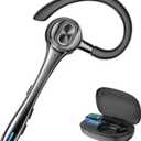 Wireless Headset Bluetooth Earpiece with Noise Cancelling Microphone 160H Standby Time Hands Free Over Ear Ear phone LED Diaplay Charging Case for IOS Android Samsung Cellphones Truck Drivers Business