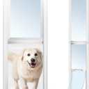 Dog Door for Sliding Glass Door with Lock, Doggy Door for Sliding Glass Doors Large Dog Up to 100 lb, Sliding Door Dog Door Insert, Adjustable Height 74.8" to 80.71", No-Cut Required & Easy Set Up
