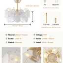 Bexilyny 20" Gold Crystal Fandelier Ceiling Fans with Lights, Gold Flower Chandelier Ceiling Fan with Light Remote Control, Caged Mid-Century with 6 Speeds for Girl's Bedroom, Living Room, Nursery