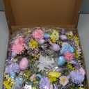 Aneco 24 Inch Easter Wreath Spring Artificial Flower with Colorful Eggs Hydrangeas Daisies Eucalyptus Leaves for Easter Spring Home Window Wall Door Decor Holiday Supplies