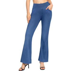 CLOZOZ Flared Jeans for Women High Waisted Stretchy Pull On Bell Bottom Flare Leggings with Pockets XL