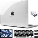 CISSOOK Clear Glitter Star Case for MacBook Air 13.6 inch 2025 2024 2022 Release A3240 A3113 A2681, Glossy Sparkly Hard Shell Case with Keyboard Cover Type C Adapter for MacBook Air 13.6" M2 M3 M4