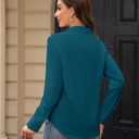 Siliteelon Button Down Shirt for Women Stain Shield Dress Shirts Wrinkle Free Long Sleeve Shirts Solid Work Business Shirts Peacock Blue, Large