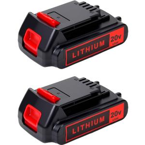 20V 4.0Ah Battery for Black and Decker Lithium-Max Tools, High-Capacity Replacement Lithium-Ion Battery, 2-Pack, Compatible with LBXR20 LBXR2020 LBX20 LBXR2520 LB2X4020 LB2XR20