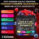 Creatine Monohydrate Gummies for Men & Women, 9000MG Creatine Gummies Sugar Free - Mixed Flavored with L-Taurine, BCAA 2:1, B12 B6 for Boost Strength, Focus & Endurance, Vegan, Non-GMO, 60pcs