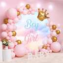 OERJU 7.5x7.5ft Gender Reveal Round Backdrop Boy or Girl Blue Pink Clouds Photography Background Circle Backdrop Cover Newborn Baby Shower Reveal Gender Party Decoration Photo Booth Props