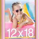 12x18 Velvet Picture Frame, Pink 12x18 Velvet Photo Frame with Vintage Gold Border, 12 by 18 Poster Frame with HD Real Glass Horizontal & Vertical Display for Tabletop and Wall Decor (1 Pack)