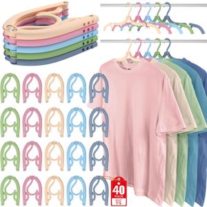 40 Pcs Travel Hangers Portable Foldable Travel Hanger Organizer, Plastic Cruise Essentials Clothes Drying Rack Folding Hangers for Camping Flying RV Europe Vacation Essentials Suitcase, Multi