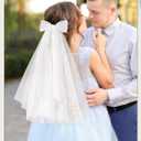 Geyoga Short Wedding Hair Bow Veil Women White Bridal Short Veil Bow with Clip Bachelorette Party Decoration Bridesmaid Gift